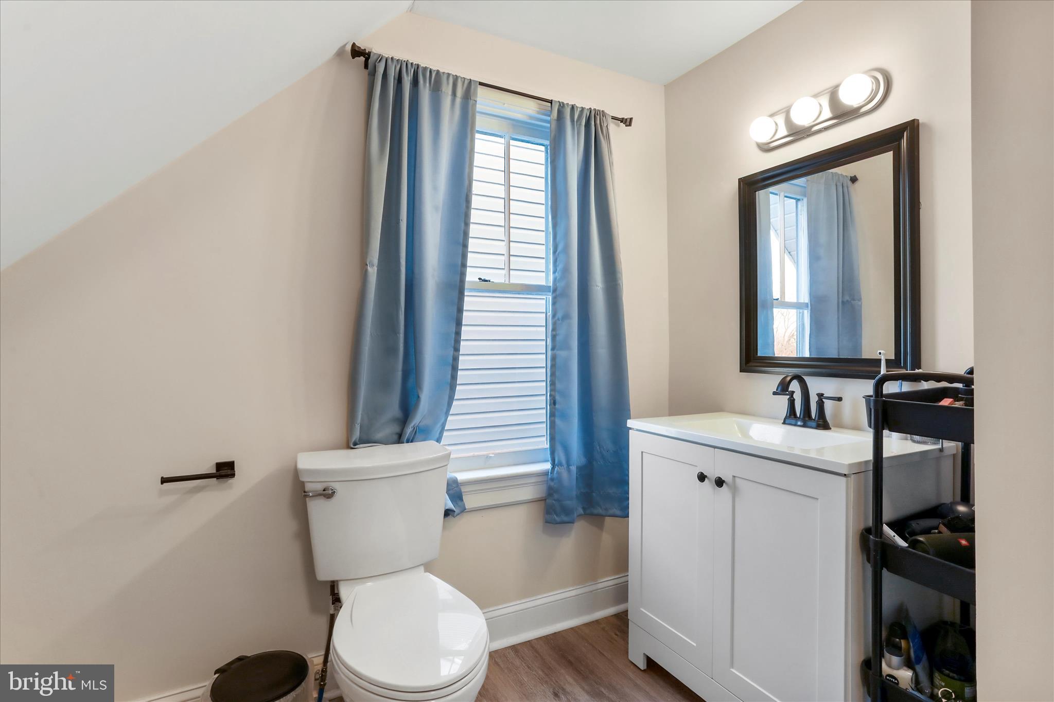 8118 Mapleville Road Boonsboro, MD 21713 - Photo 21 of 30 a bathroom with a toilet a sink and mirror