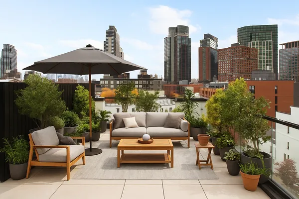 a view of city from a terrace