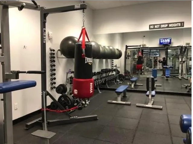 a view of a room with gym equipment