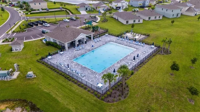 an aerial view of a house