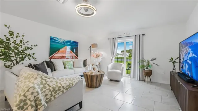 a living room with furniture