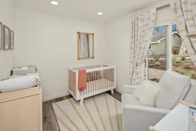 front view of a house with a patio