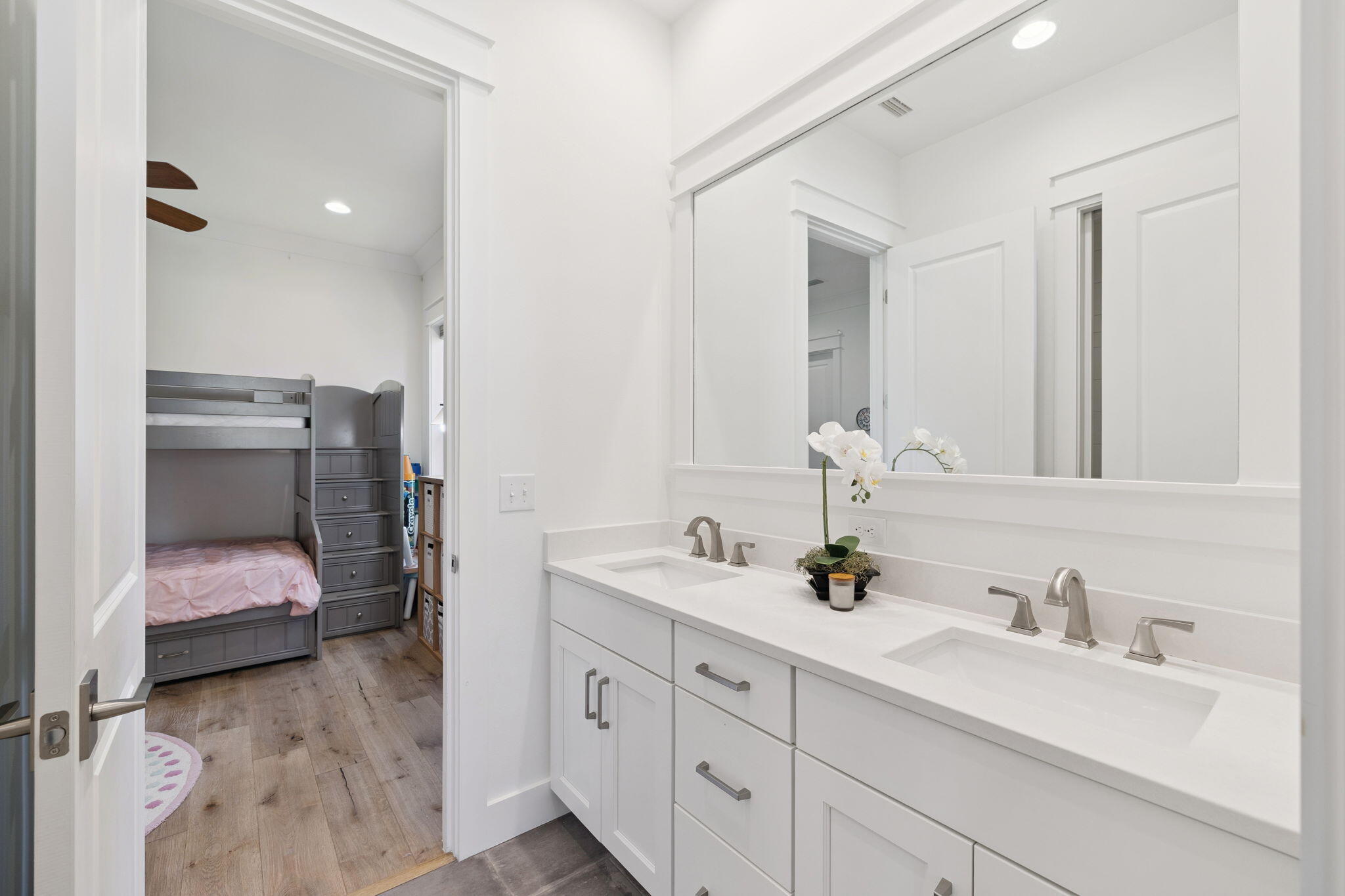 184 Trailhead Drive Inlet Beach, FL 32461 - Photo 33 of 49 a en suite bathroom with double sink and a mirror