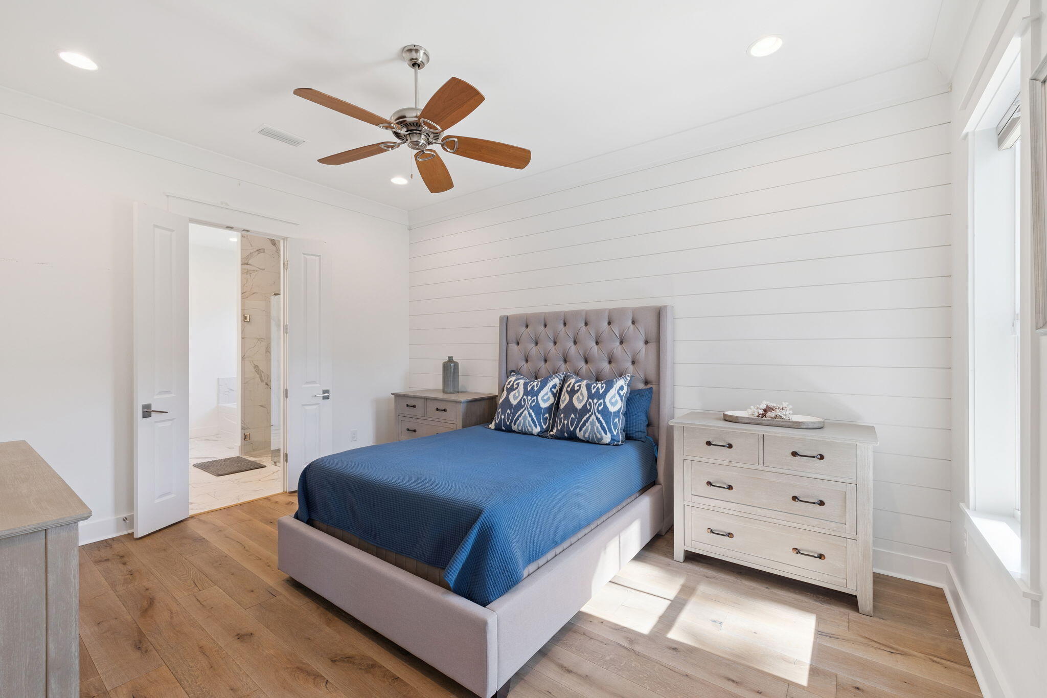 184 Trailhead Drive Inlet Beach, FL 32461 - Photo 36 of 49 a bedroom with a bed and a ceiling fan