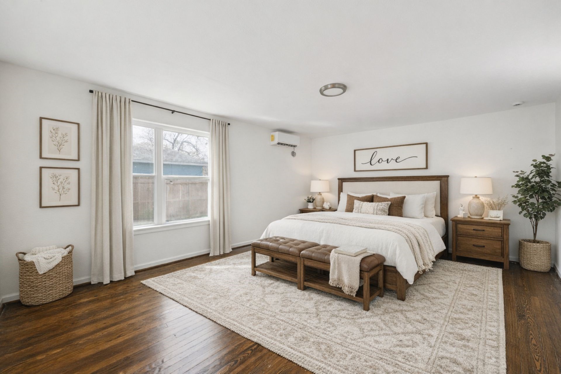 7019 Bonham Street Houston, TX 77020 - Photo 3 of 17 a bedroom with a bed and wooden floor