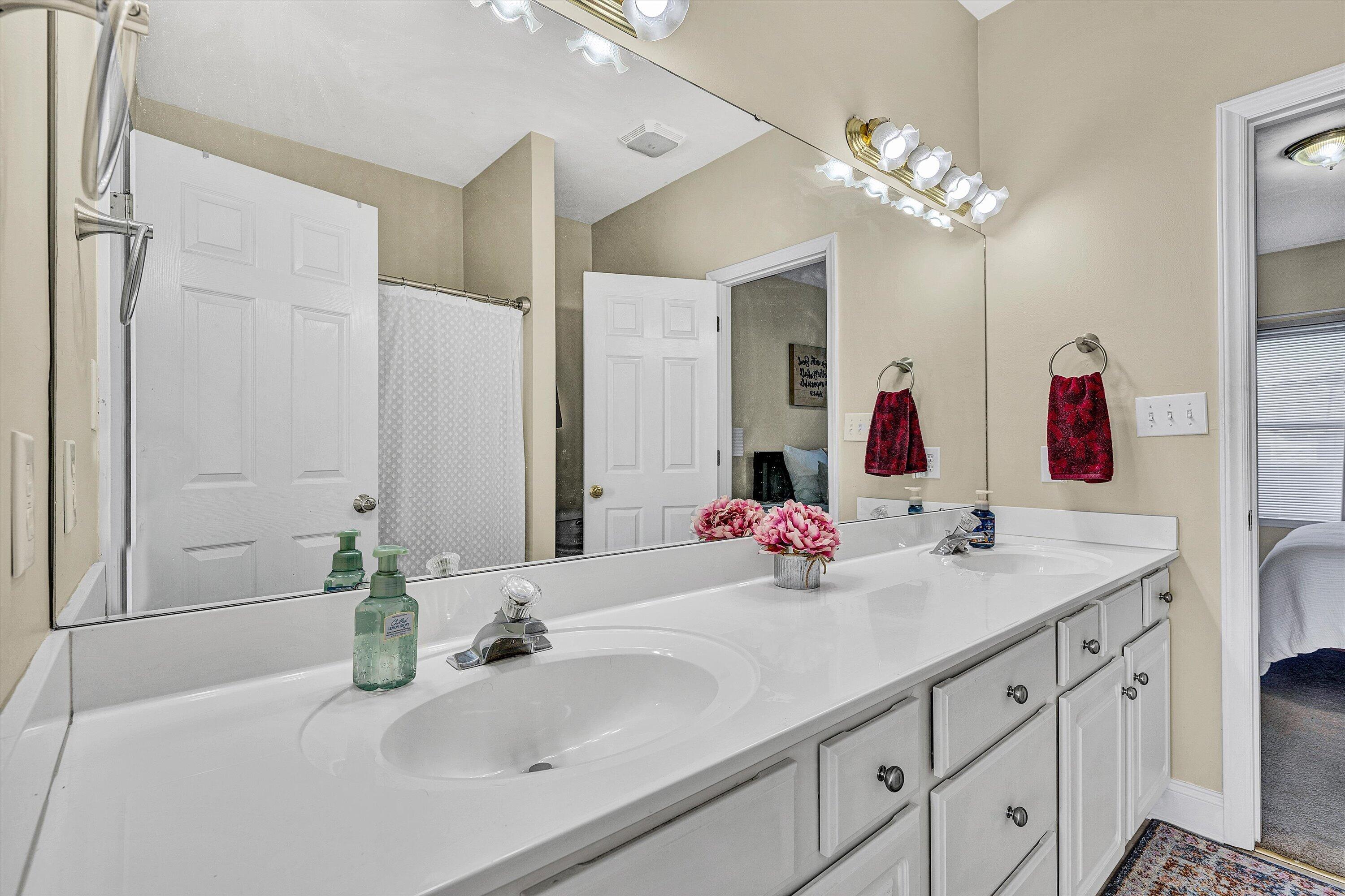 1913 South Clearing Road Salem, VA 24153 - Photo 20 of 28 a bathroom with a double vanity sink and a mirror
