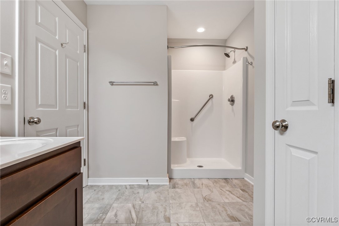 4740 Kennington Park Road Aylett, VA 23009 - Photo 27 of 36 Bathroom featuring vanity and walk in shower