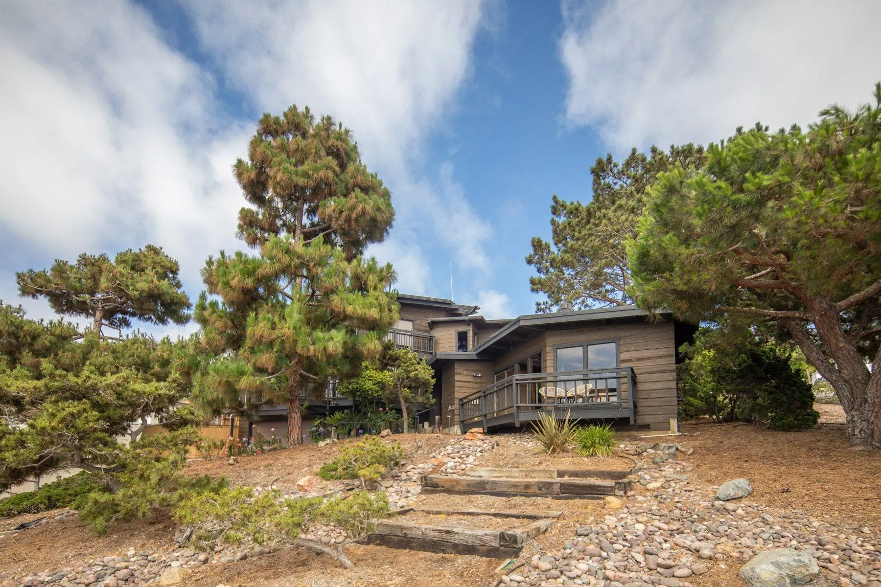 1005 Cornish Drive San Diego, CA 92107 - Photo 50 of 71 a front view of a house with a yard covered with trees
