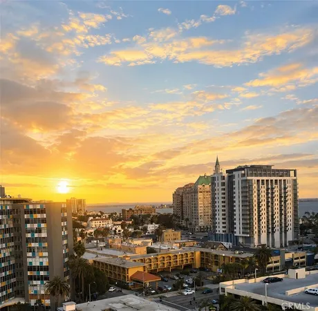 a view of a city with tall buildings