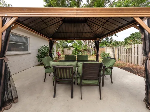 a table and chairs in patio