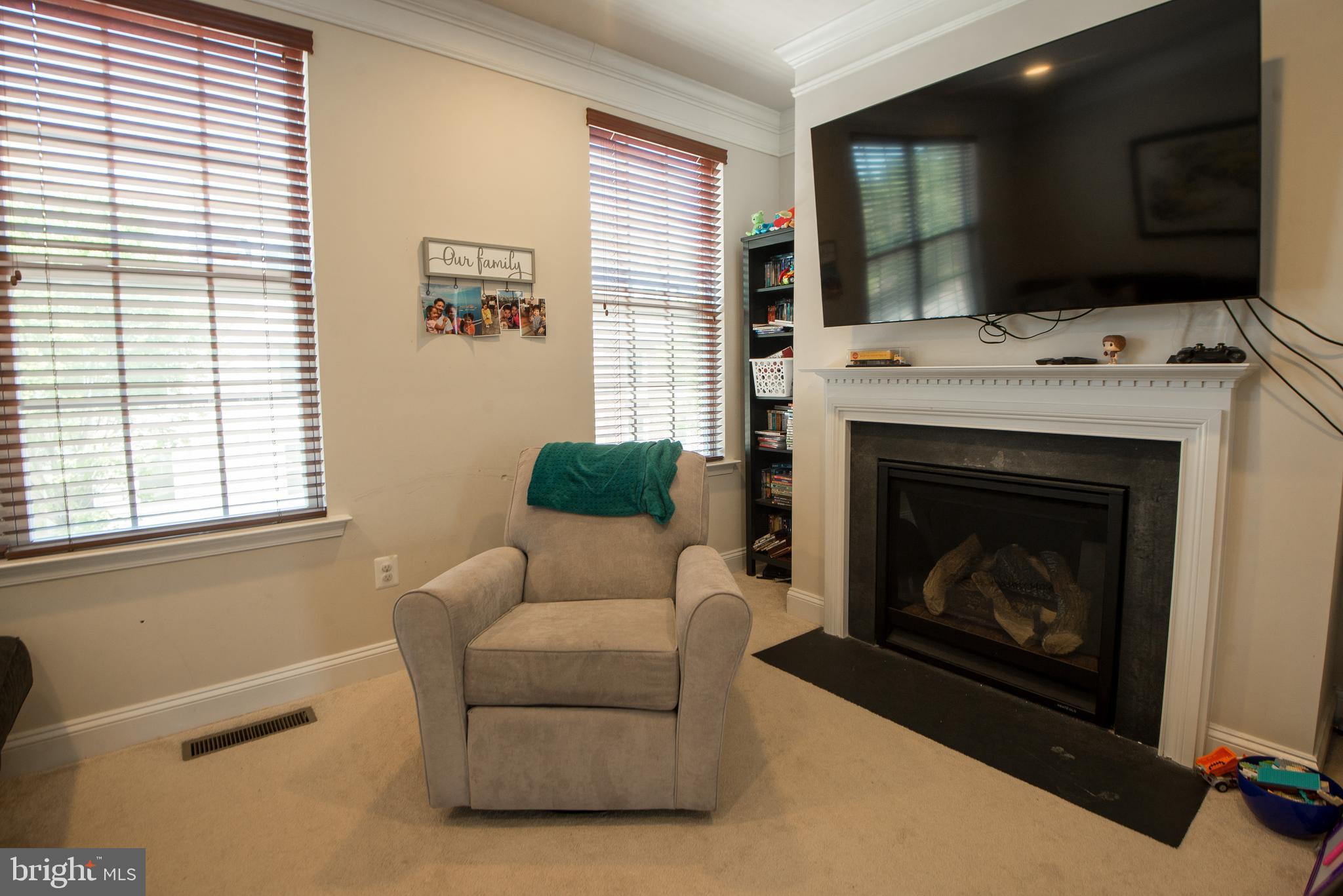 8 Meridian Lane Towson, MD 21286 - Photo 13 of 39 a living room with furniture a flat screen tv and a fireplace