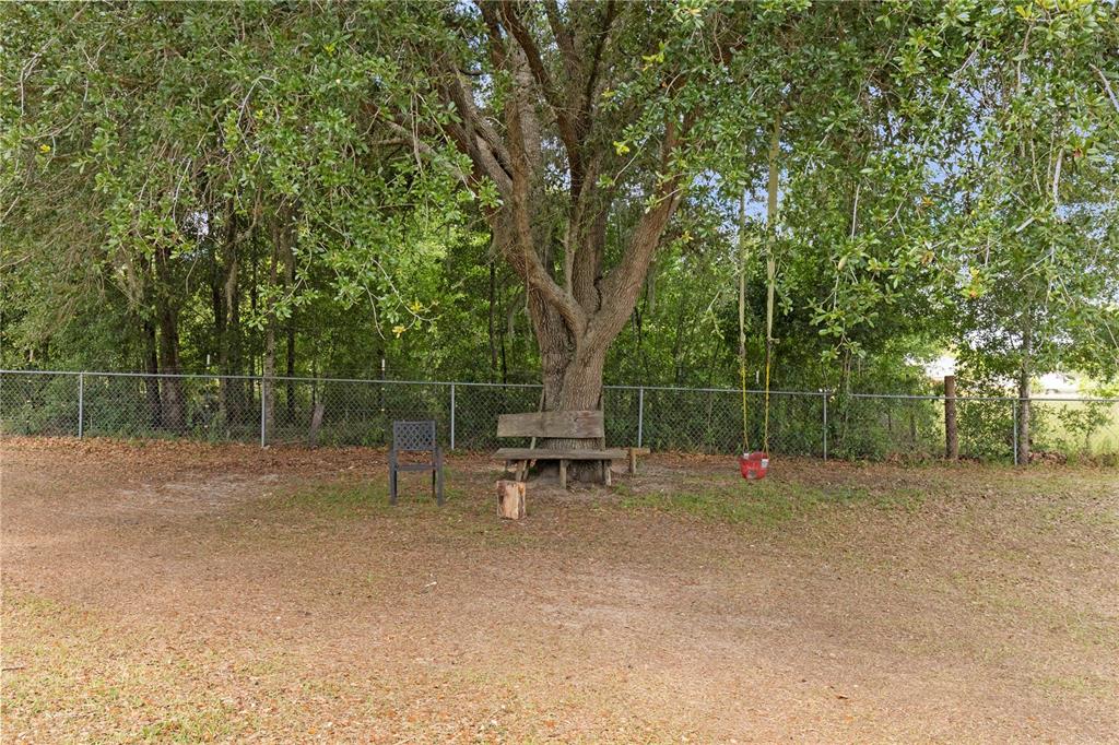 9917 Nelson Road Dade City, FL 33525 - Photo 37 of 40 a backyard of a house with swing and slide
