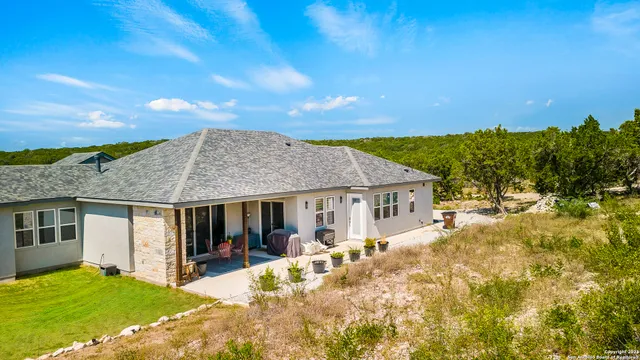 an aerial view of a house