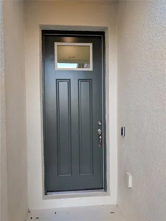 a view of wooden door