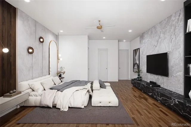 a living room with furniture and a rug