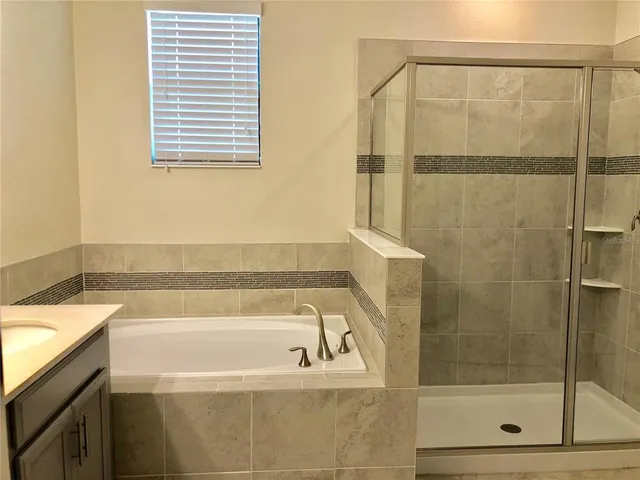 a bathroom with a bathtub