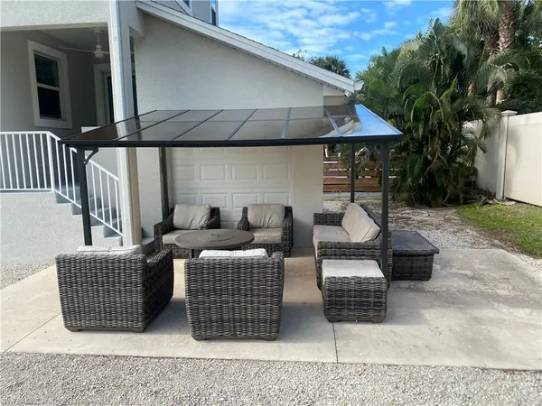 a view of outdoor space with seating