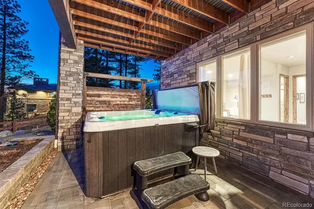 a view of room with wooden floor