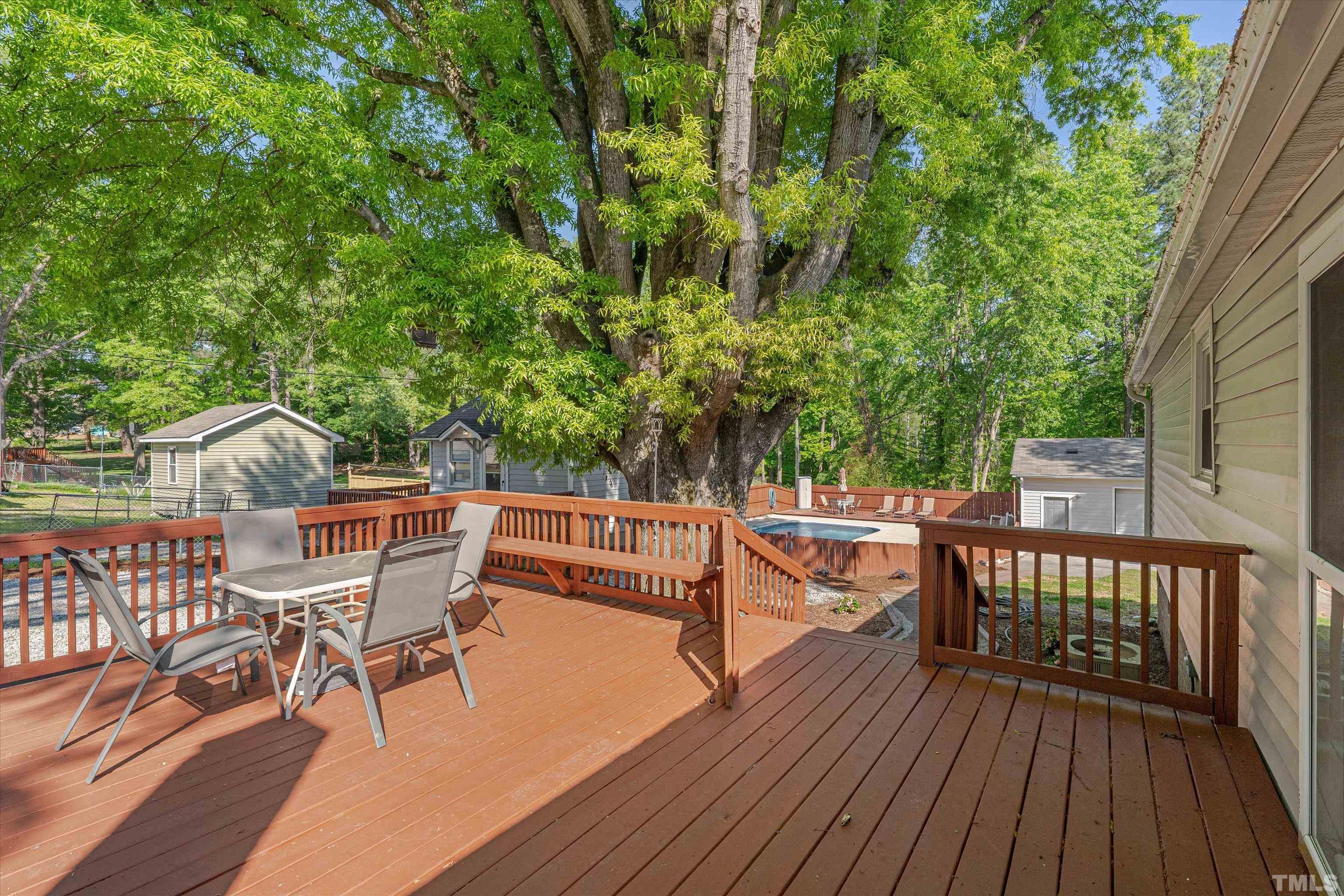308 South Mineral Springs Road Durham, NC 27703 - Photo 27 of 42 a view of a chairs and table on the wooden deck