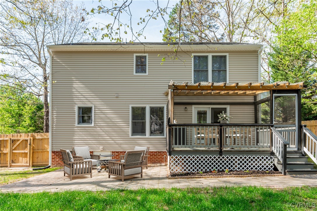 12262 Church Road Henrico, VA 23233 - Photo 45 of 50 Back of property featuring fence, a pergola, an ou
