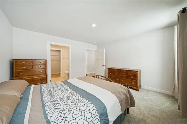 a bedroom with a bed and dresser