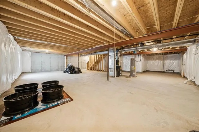 a view of a garage with storage