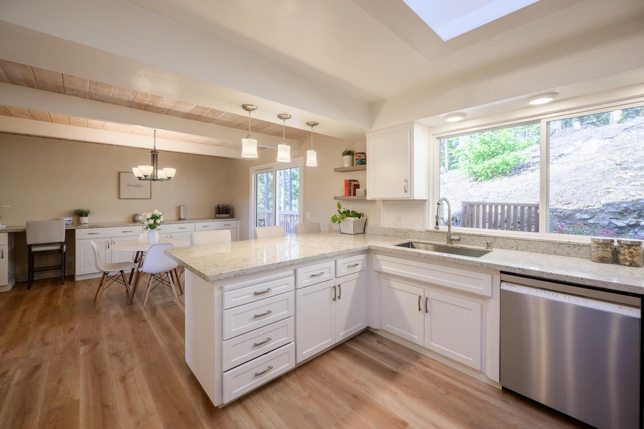 155 Rabbits Run Road Santa Cruz, CA 95060 - Photo 28 of 113 a kitchen with a sink cabinets and wooden floor