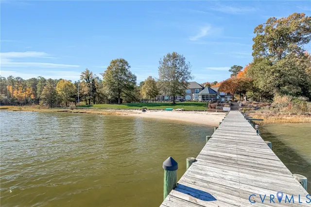 a view of a lake with a large bridge