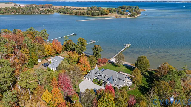 a view of a lake with a building in the background