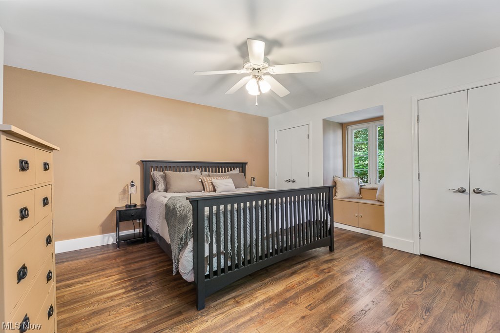 32261 Cedar Road Cleveland, OH 44124 - Photo 22 of 35 Master Bedroom featuring hardwood flooring, ceiling fan, and window seat