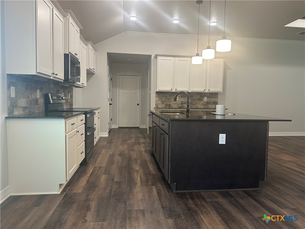 2005 Edna Lane Troy, TX 76579 - Photo 20 of 30 a kitchen with stainless steel appliances granite countertop a stove a sink and a refrigerator