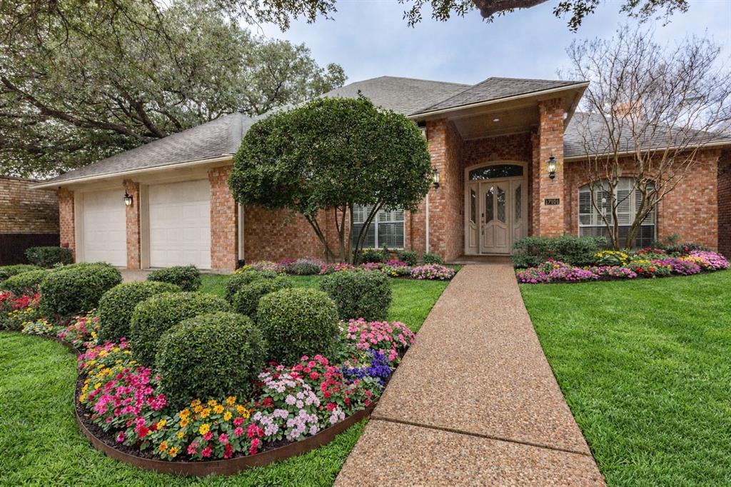 Front Yard With Virtually Enhanced Landscaping-Mature Oak trees frame the Entrance of home