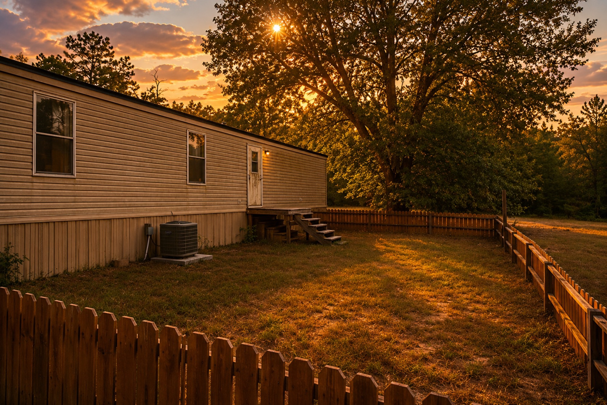 6493 Pappas Road Waller, TX 77484 - Photo 4 of 32 Sunset view of the fenced rear yard and back of the house.