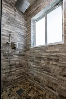 a bathroom with a shower