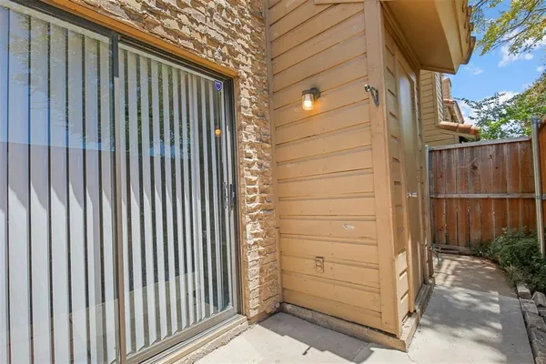 a view of wooden door