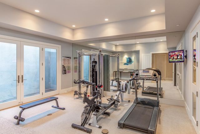 a view of a room with gym equipment