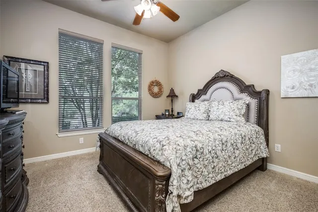 a bedroom with a bed and a closet