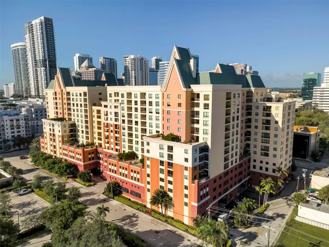 a view of a city with tall buildings