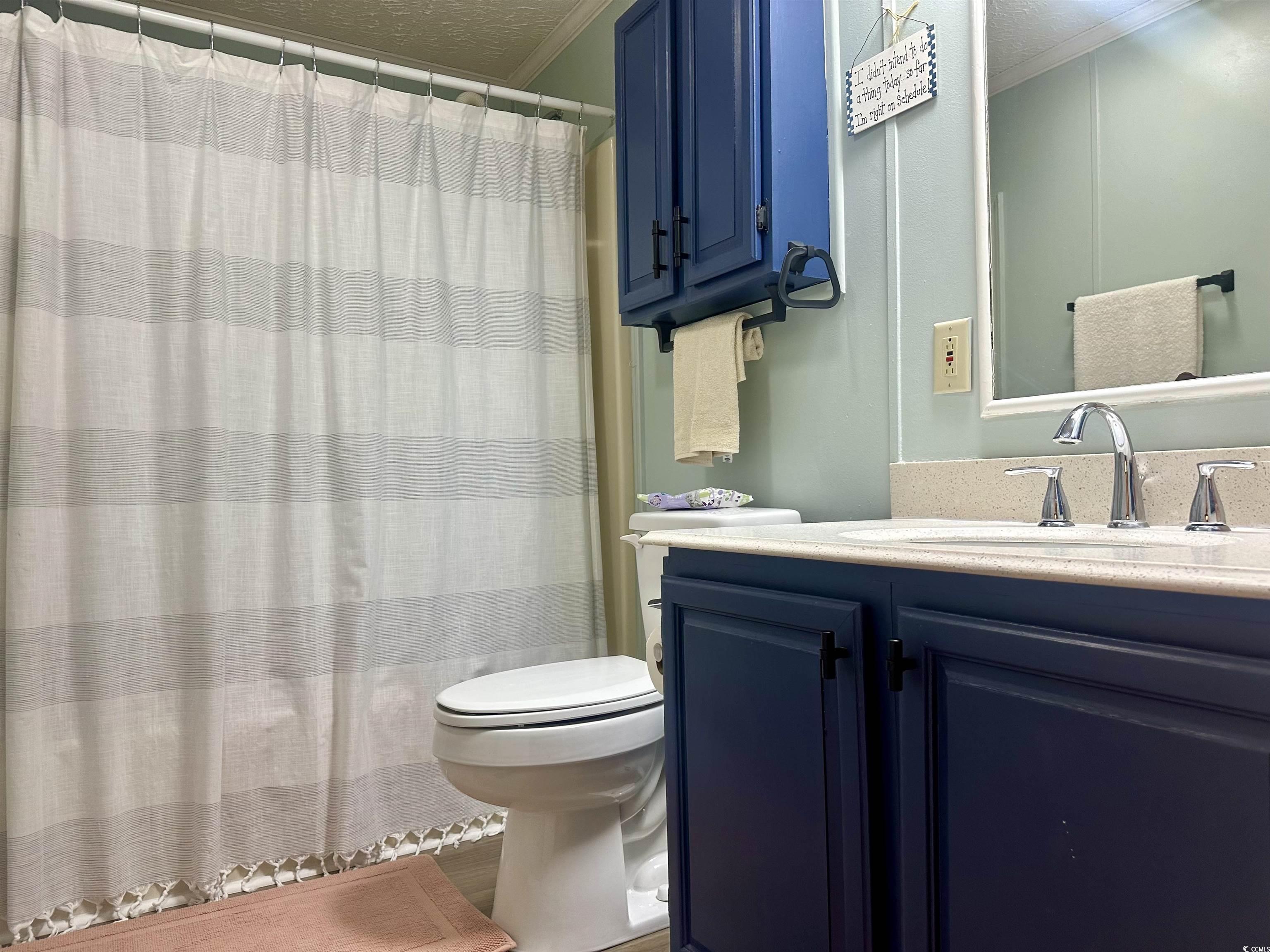 459 Meadowlark Surfside Beach, SC 29575 - Photo 21 of 36 Bathroom with vanity, toilet, a textured ceiling,