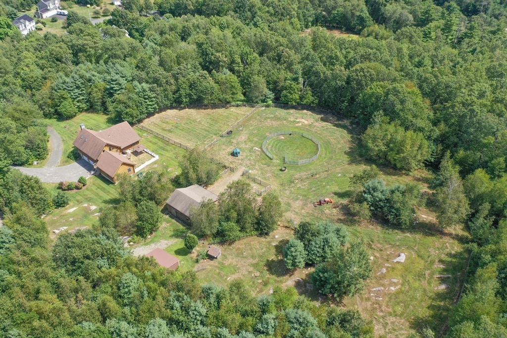 56 Waid Road Monson, MA 01057 - Photo 40 of 41 an aerial view of residential house with outdoor space and trees all around