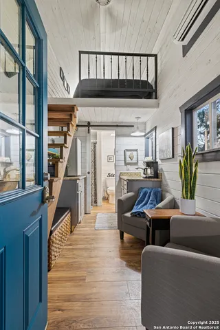 a living room with furniture