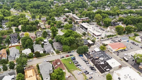 an aerial view of a city