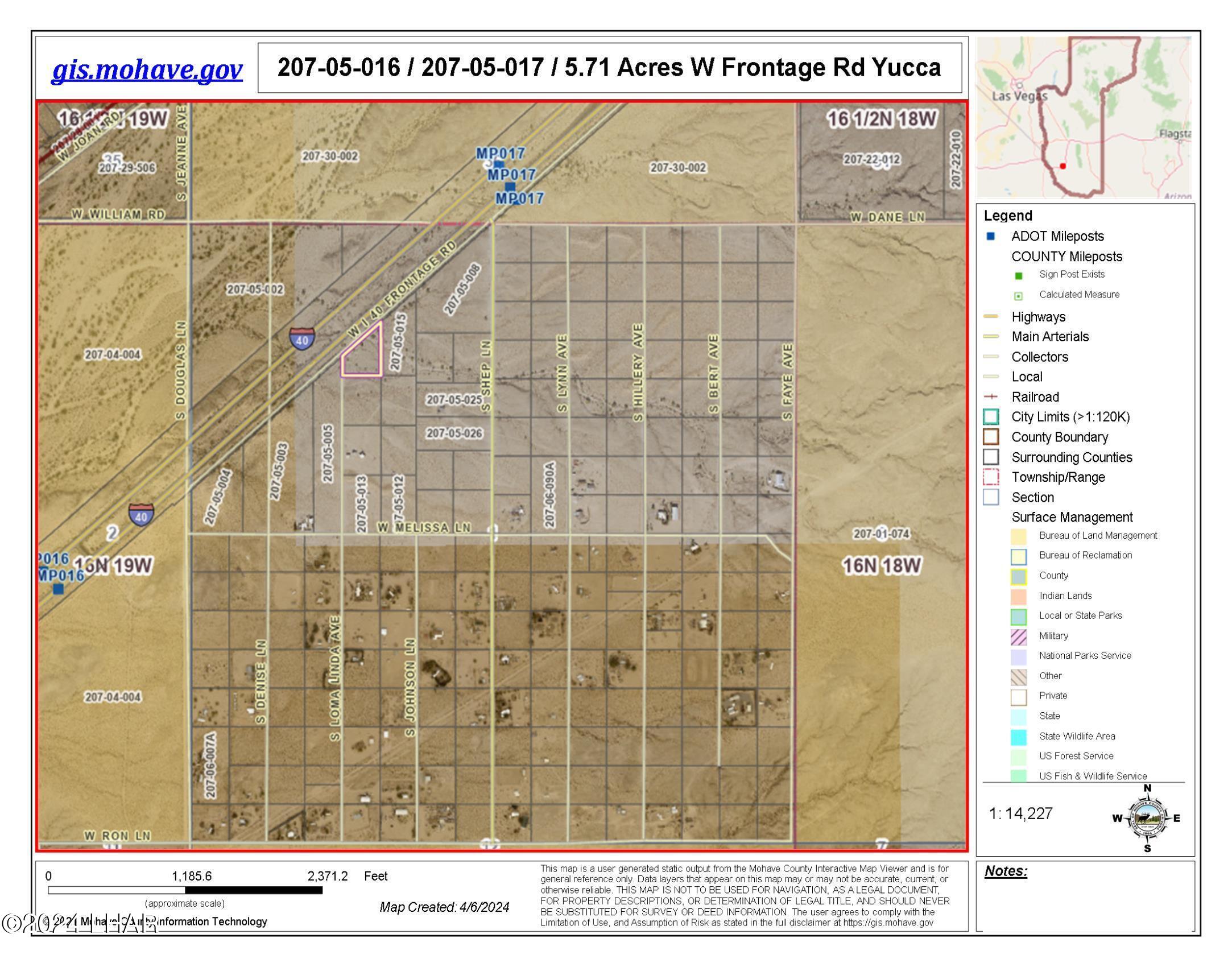 5.71-acres Frontage Road Yucca, AZ 86438 - Photo 3 of 27 207.05.016_017 Map photo