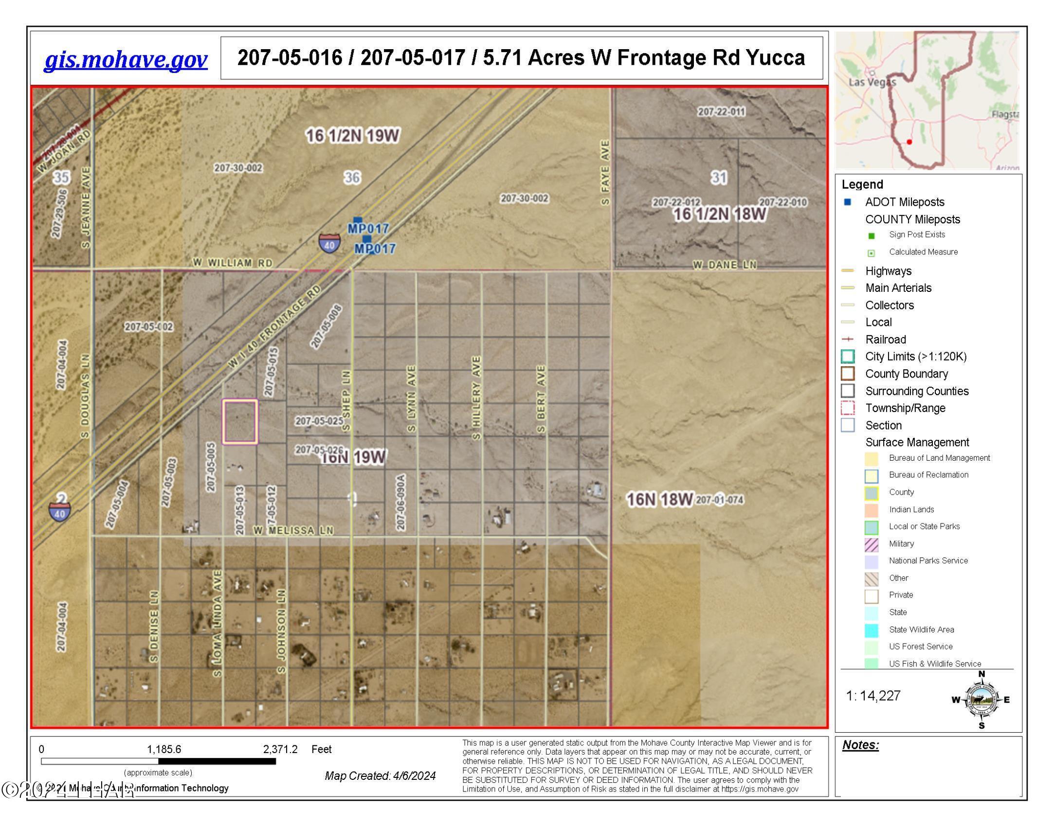 5.71-acres Frontage Road Yucca, AZ 86438 - Photo 4 of 27 207.05.017_016 Map photo