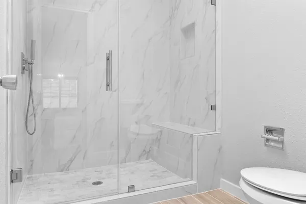 a bathroom with a shower