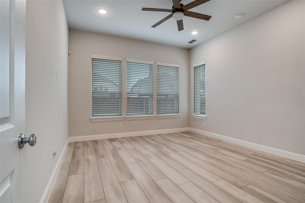 2811 Killdeer Trail Prosper, TX 75078 - Photo 14 of 36 Unfurnished room with light wood-style flooring, a ceiling fan, and recessed lighting