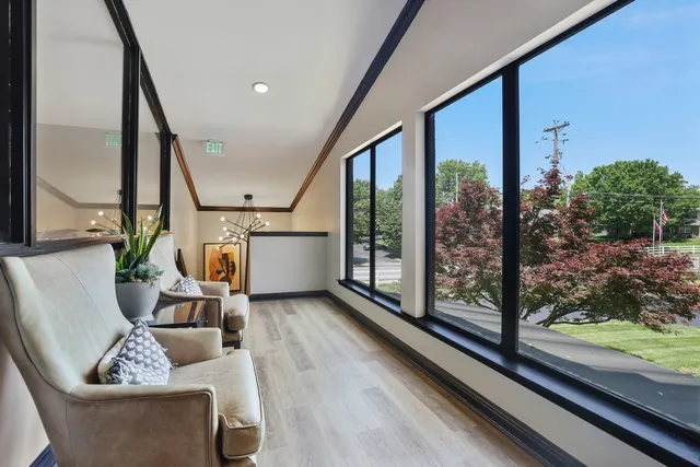 a view of a water pond with green space