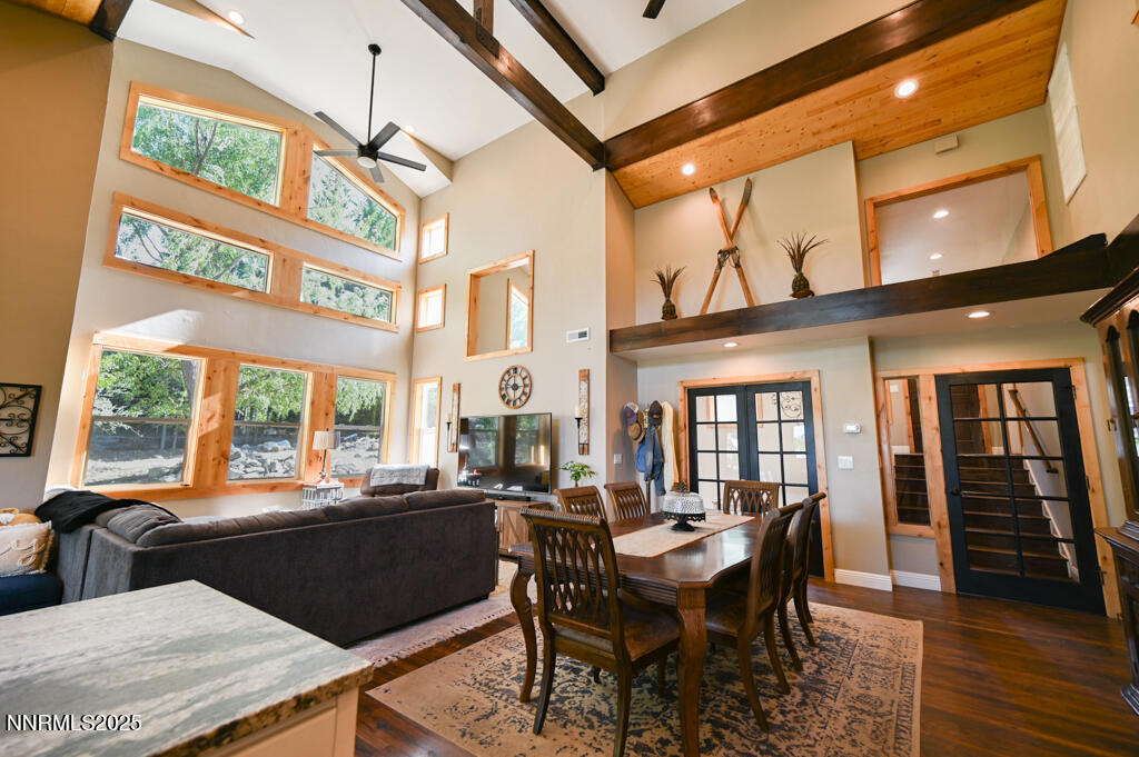 1147 Autumn Hills Road Gardnerville, NV 89460 - Photo 17 of 50 a view of a dining room with furniture window and wooden floor