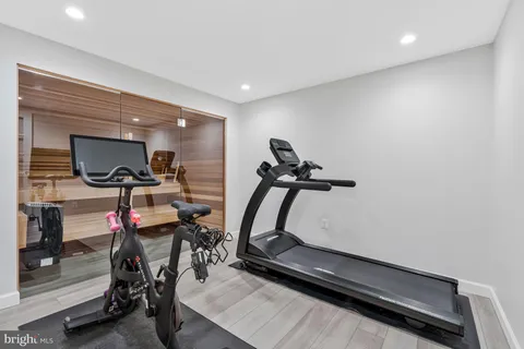 a view of a room with gym equipment