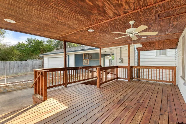 a view of a wooden deck